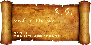 Kovár Ildikó névjegykártya